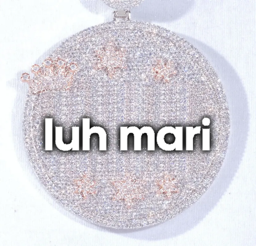 CUSTOM LETTER NECKLACE 3D BIG CROWN DISC sold by The GUU Shop