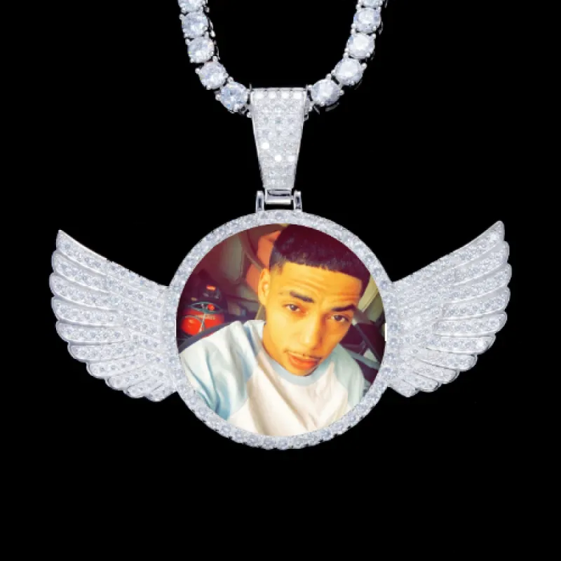 925S & VVS Moissanite 3D Wing Custom Picture Pendant sold by The GUU Shop