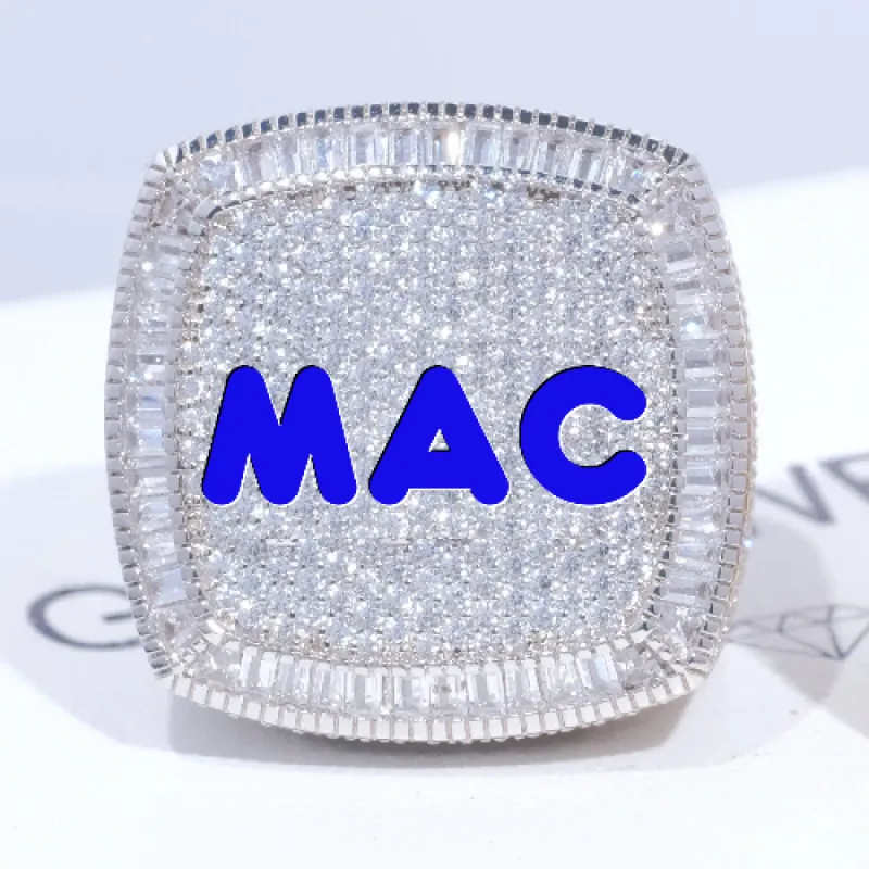 CUSTOM LETTER 3D ICED RING sold by The GUU Shop