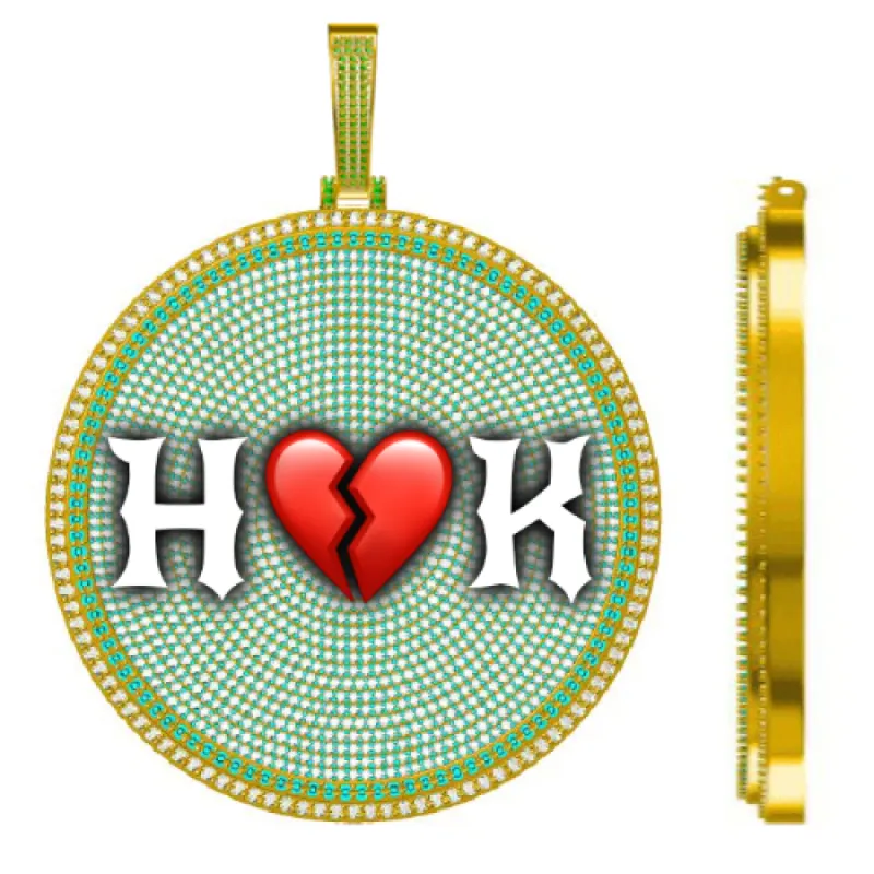 CUSTOM LETTER NECKLACE 3D BIG DISC sold by The GUU Shop