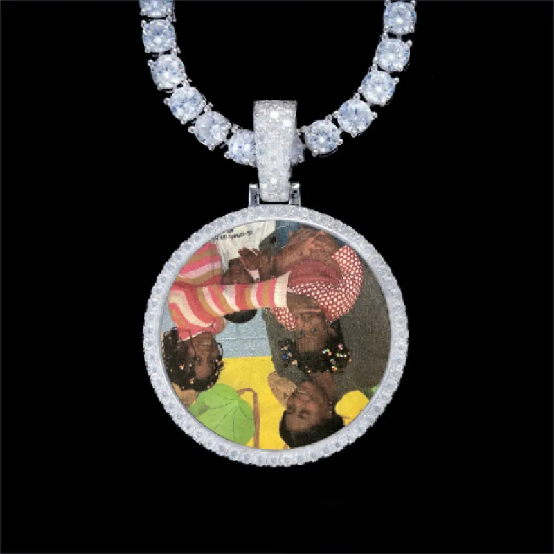 925S & VVS Moissanite 3D Circle Custom Picture Pendant sold by The GUU Shop