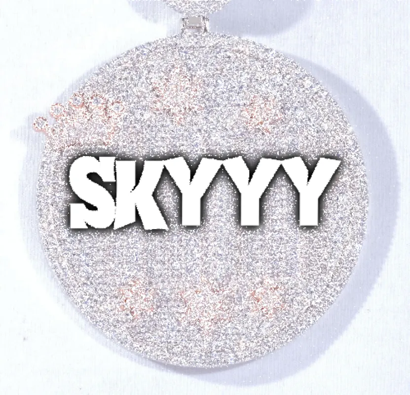 CUSTOM LETTER NECKLACE 3D BIG CROWN DISC sold by The GUU Shop