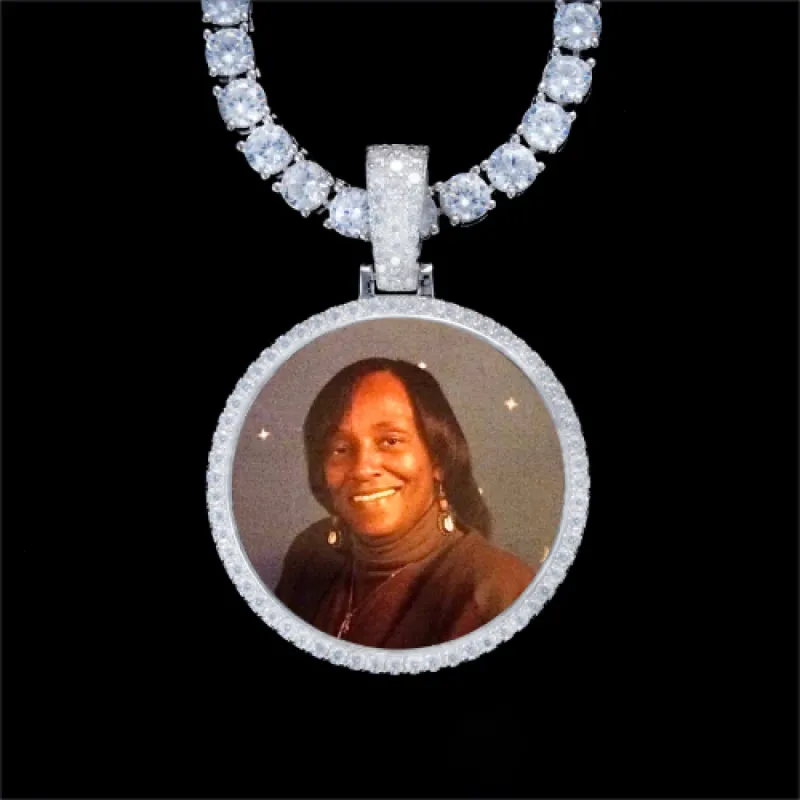 925S & VVS Moissanite 3D Circle Custom Picture Pendant sold by The GUU Shop