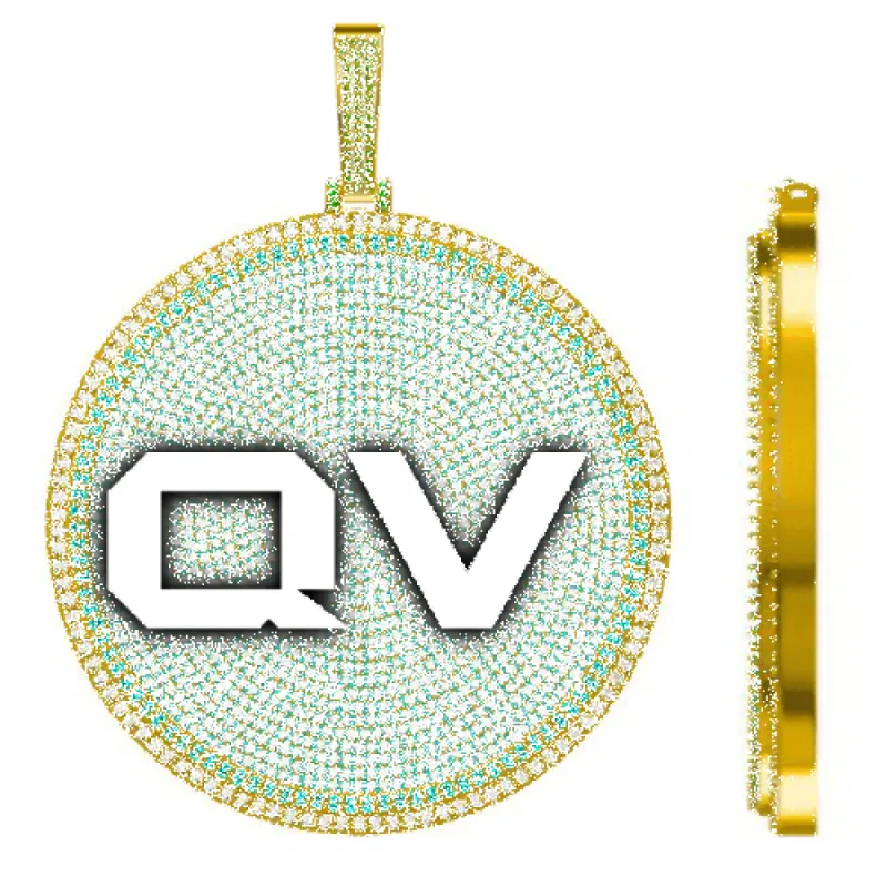 CUSTOM LETTER NECKLACE 3D BIG DISC sold by The GUU Shop