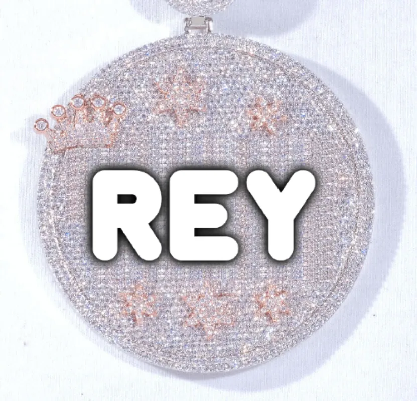 CUSTOM LETTER NECKLACE 3D BIG CROWN DISC sold by The GUU Shop