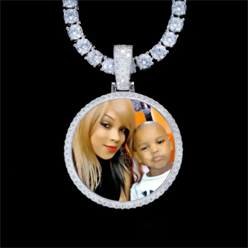 925S & VVS Moissanite 3D Circle Custom Picture Pendant sold by The GUU Shop