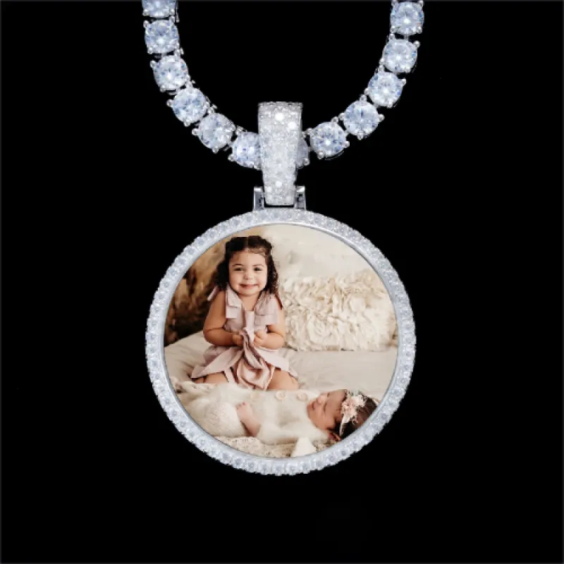 925S & VVS Moissanite 3D Circle Custom Picture Pendant sold by The GUU Shop