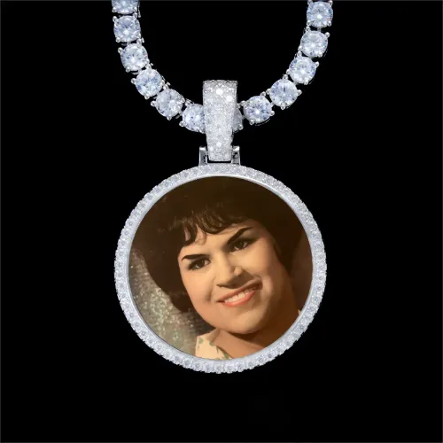 925S & VVS Moissanite 3D Circle Custom Picture Pendant sold by The GUU Shop
