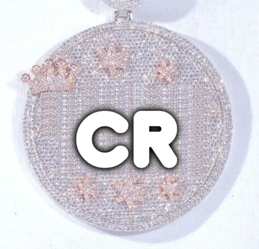 CUSTOM LETTER NECKLACE 3D BIG CROWN DISC sold by The GUU Shop