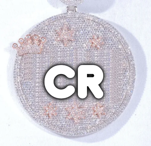 CUSTOM LETTER NECKLACE 3D BIG CROWN DISC sold by The GUU Shop