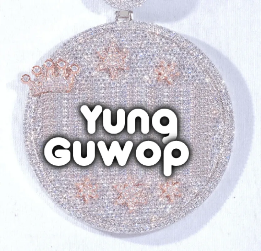 CUSTOM LETTER NECKLACE 3D BIG CROWN DISC sold by The GUU Shop