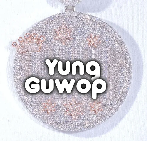 CUSTOM LETTER NECKLACE 3D BIG CROWN DISC sold by The GUU Shop