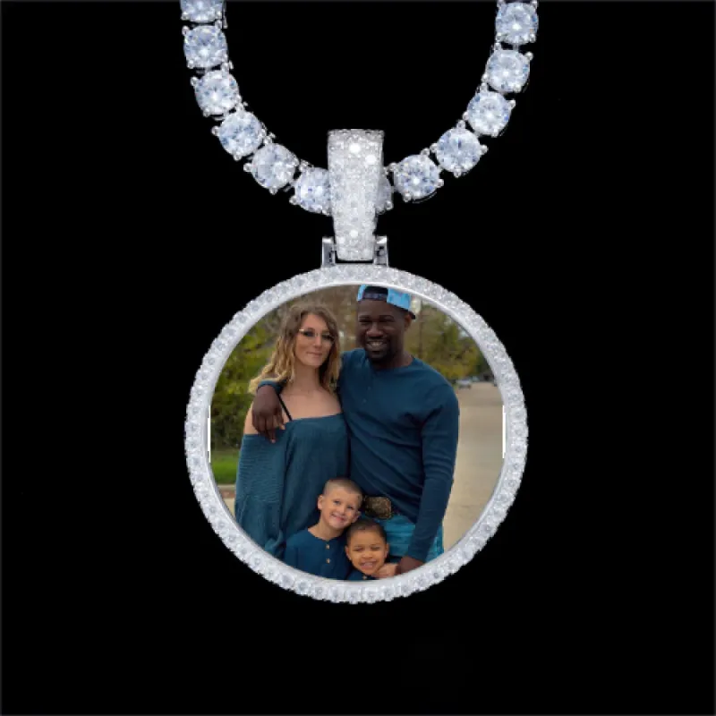 925S & VVS Moissanite 3D Circle Custom Picture Pendant sold by The GUU Shop