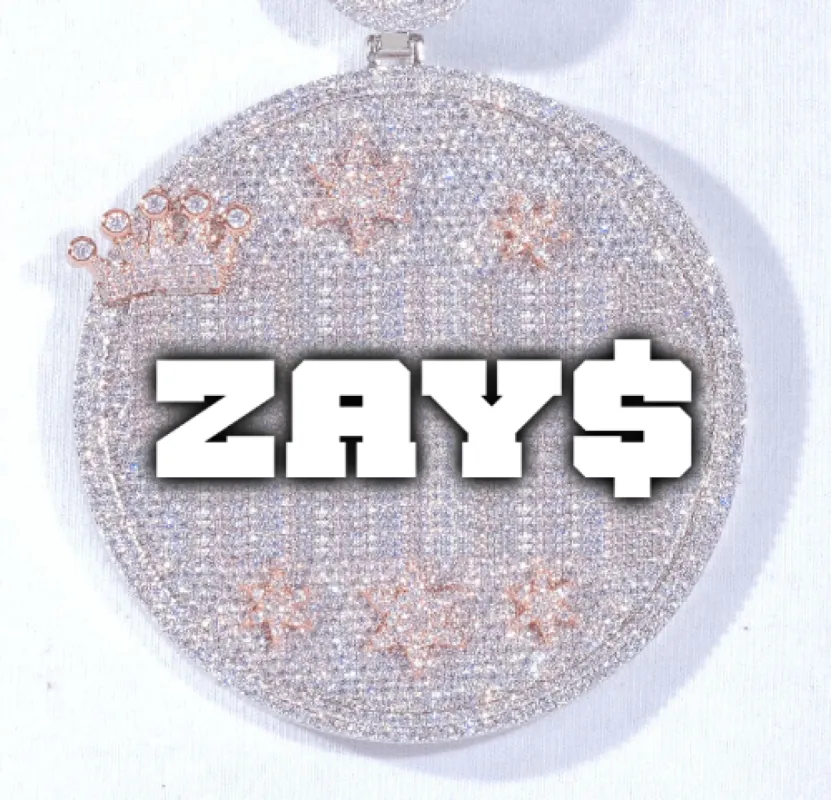 CUSTOM LETTER NECKLACE 3D BIG CROWN DISC sold by The GUU Shop