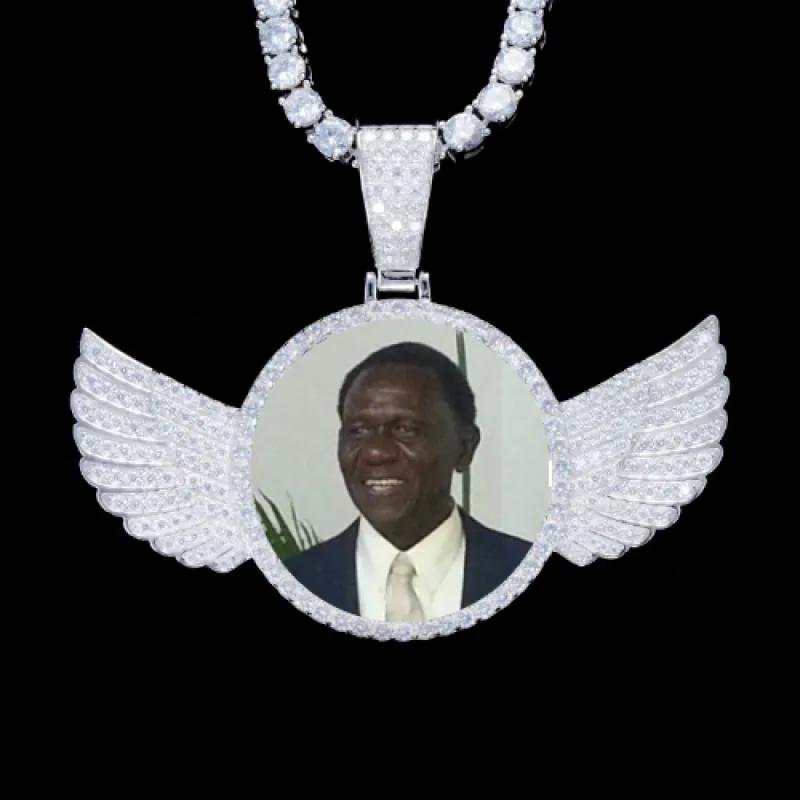 925S & VVS Moissanite 3D Wing Custom Picture Pendant sold by The GUU Shop