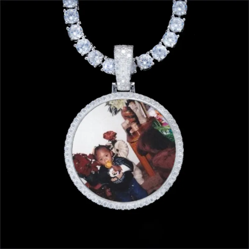 925S & VVS Moissanite 3D Circle Custom Picture Pendant sold by The GUU Shop
