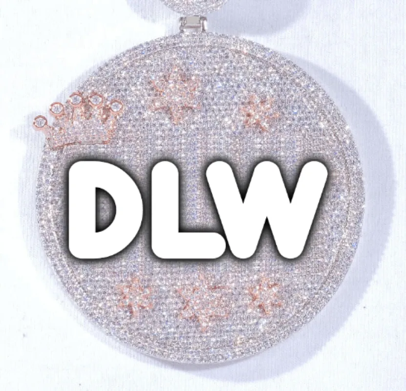 CUSTOM LETTER NECKLACE 3D BIG CROWN DISC sold by The GUU Shop