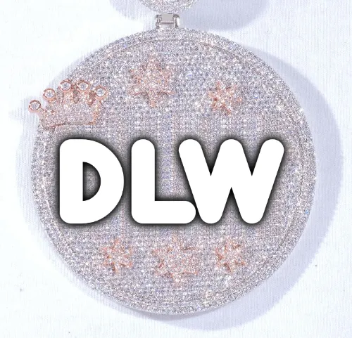 CUSTOM LETTER NECKLACE 3D BIG CROWN DISC sold by The GUU Shop