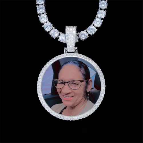 925S & VVS Moissanite 3D Circle Custom Picture Pendant sold by The GUU Shop