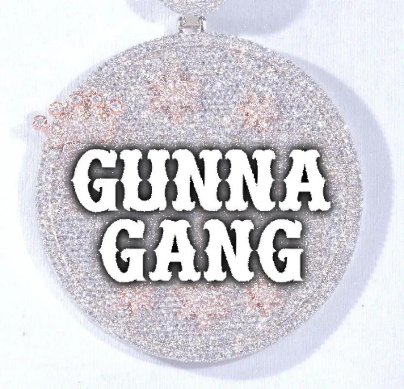 CUSTOM LETTER NECKLACE 3D BIG CROWN DISC sold by The GUU Shop