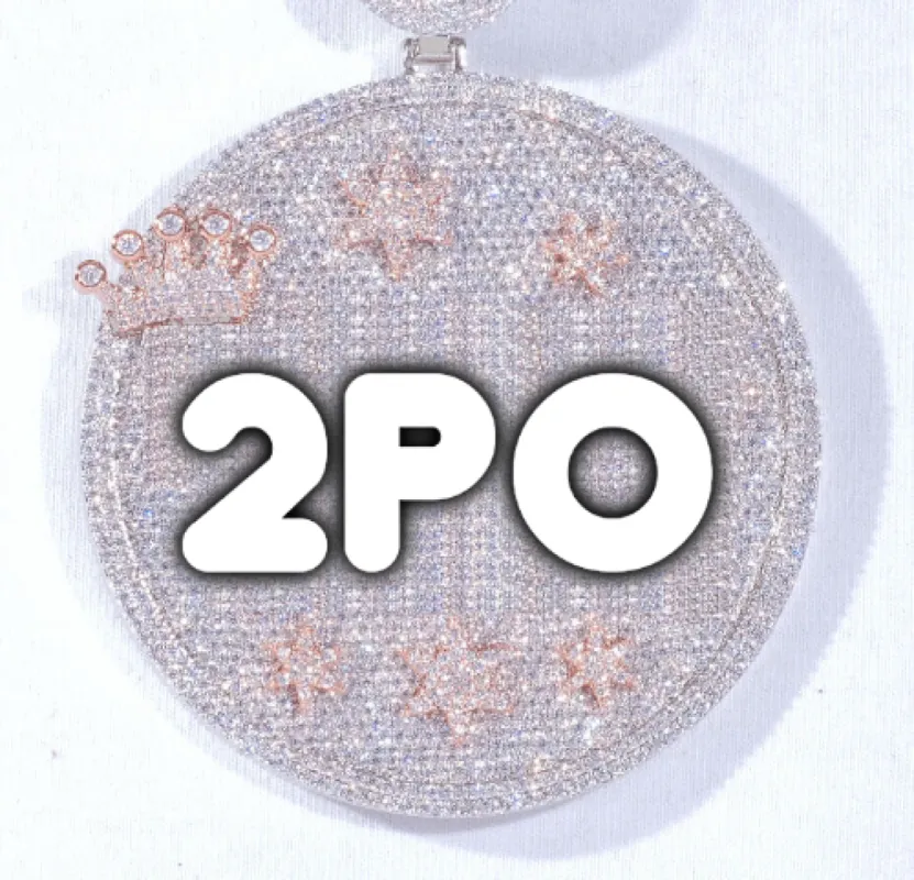 CUSTOM LETTER NECKLACE 3D BIG CROWN DISC sold by The GUU Shop