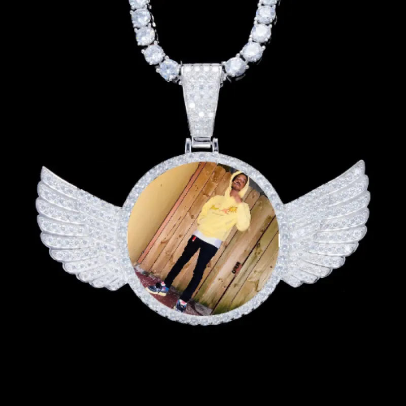 925S & VVS Moissanite 3D Wing Custom Picture Pendant sold by The GUU Shop