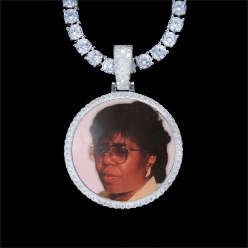925S & VVS Moissanite 3D Circle Custom Picture Pendant sold by The GUU Shop