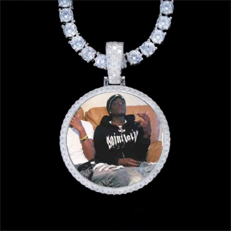925S & VVS Moissanite 3D Circle Custom Picture Pendant sold by The GUU Shop