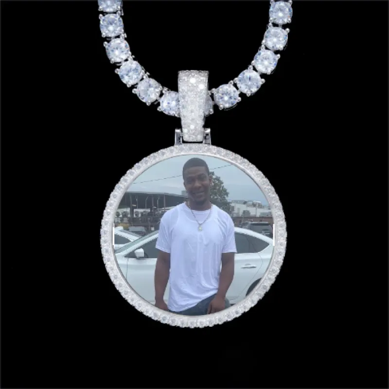 925S & VVS Moissanite 3D Circle Custom Picture Pendant sold by The GUU Shop