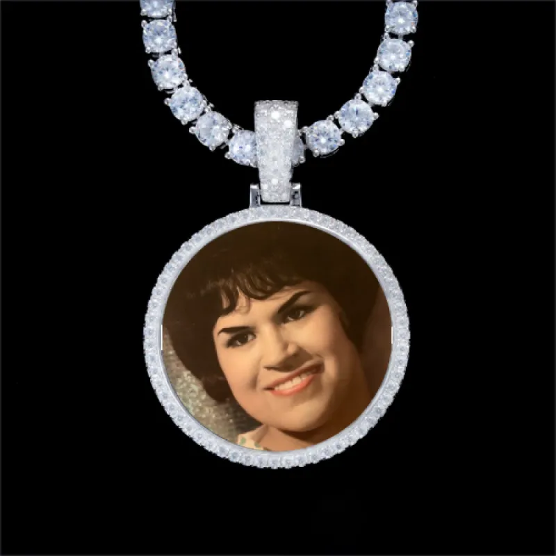 925S & VVS Moissanite 3D Circle Custom Picture Pendant sold by The GUU Shop