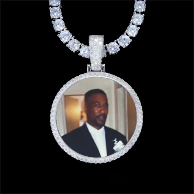 925S & VVS Moissanite 3D Circle Custom Picture Pendant sold by The GUU Shop