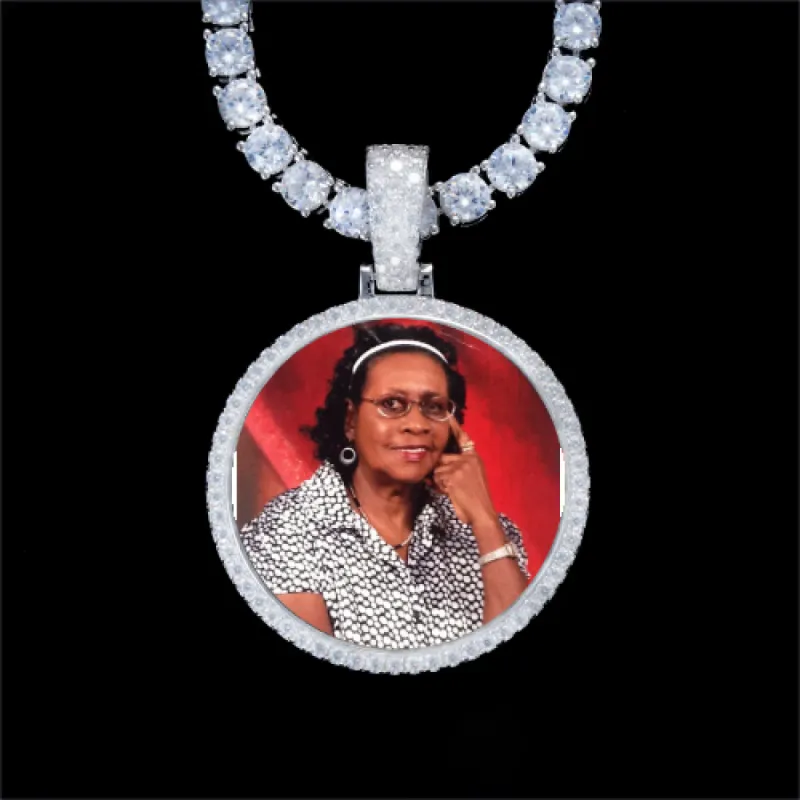 925S & VVS Moissanite 3D Circle Custom Picture Pendant sold by The GUU Shop