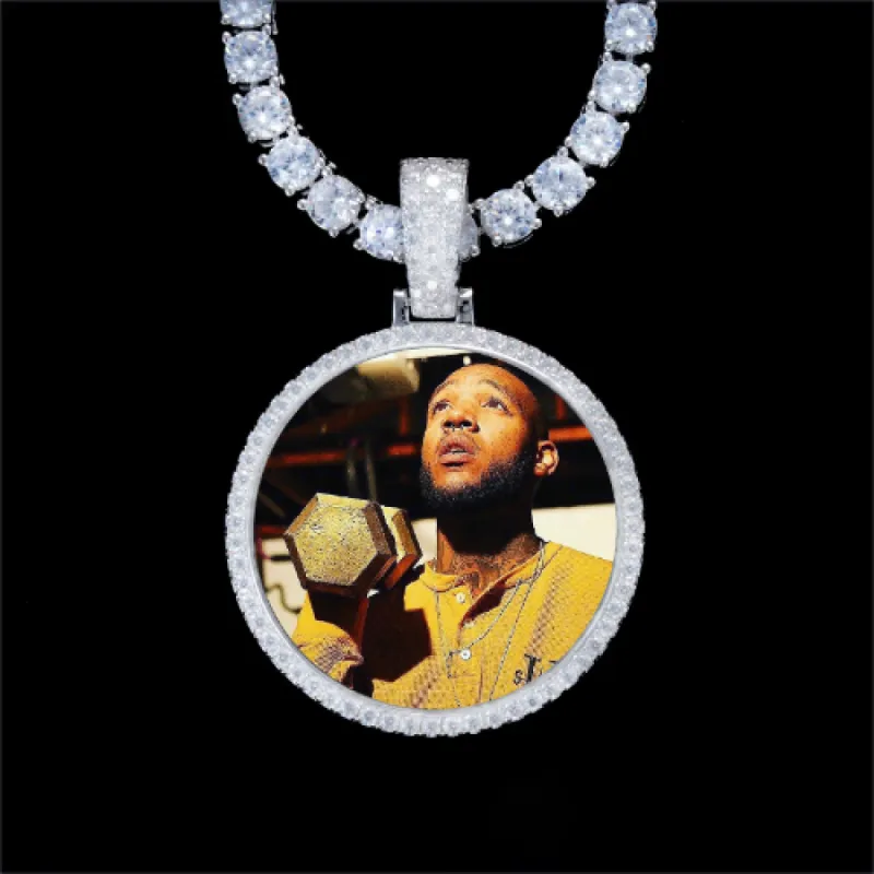 925S & VVS Moissanite 3D Circle Custom Picture Pendant sold by The GUU Shop