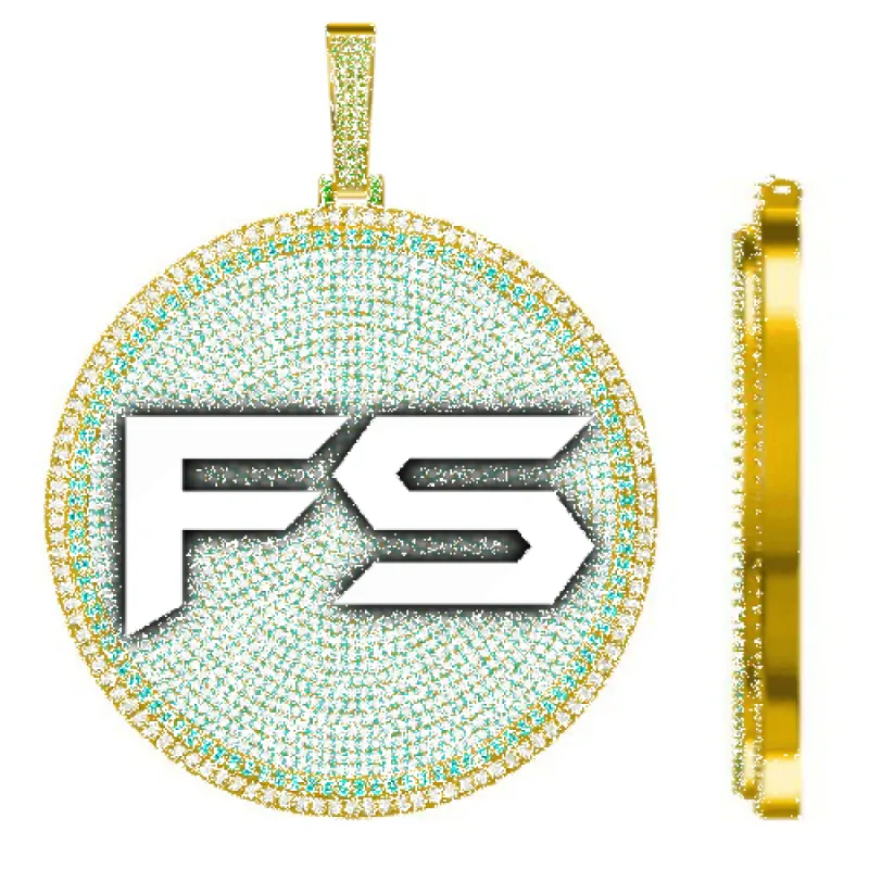 CUSTOM LETTER NECKLACE 3D BIG DISC sold by The GUU Shop