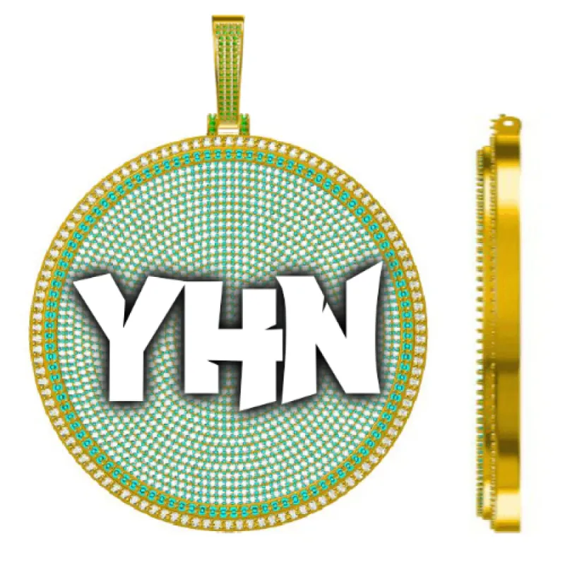 CUSTOM LETTER NECKLACE 3D BIG DISC sold by The GUU Shop