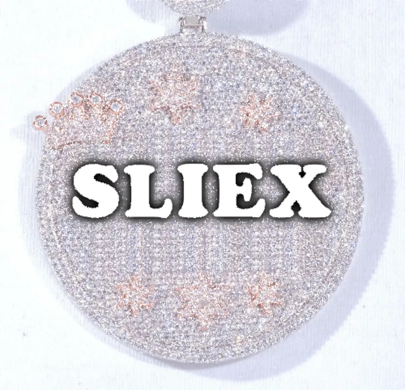 CUSTOM LETTER NECKLACE 3D BIG CROWN DISC sold by The GUU Shop