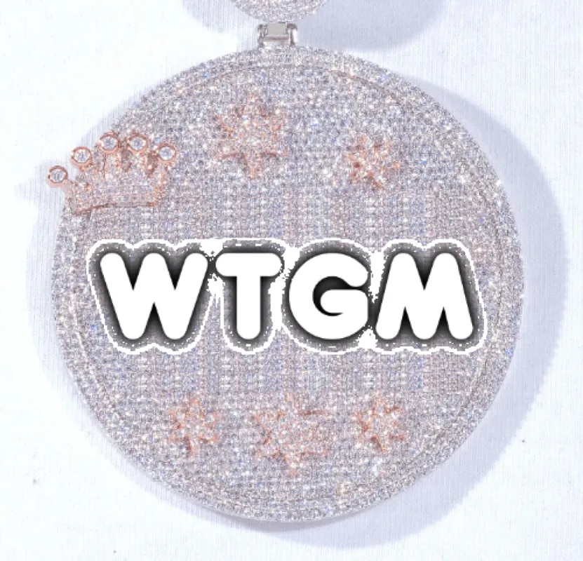 CUSTOM LETTER NECKLACE 3D BIG CROWN DISC sold by The GUU Shop