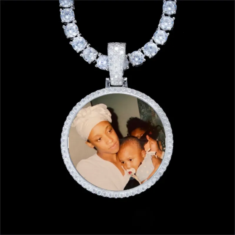 925S & VVS Moissanite 3D Circle Custom Picture Pendant sold by The GUU Shop
