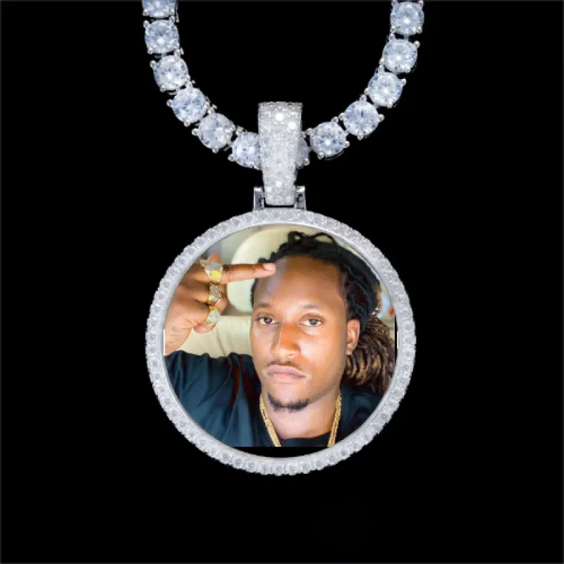 925S & VVS Moissanite 3D Circle Custom Picture Pendant sold by The GUU Shop