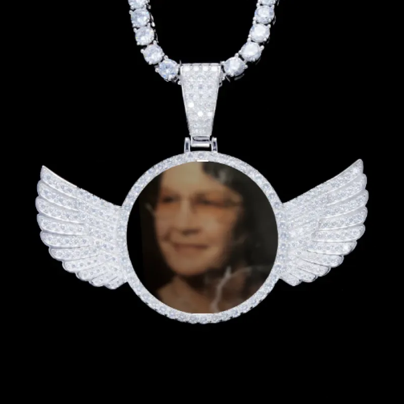 925S & VVS Moissanite 3D Wing Custom Picture Pendant sold by The GUU Shop
