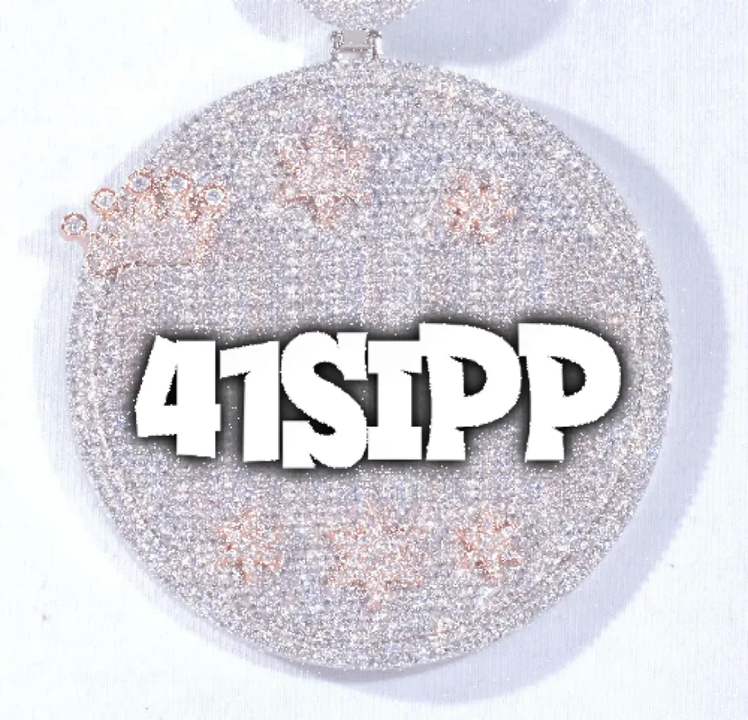 CUSTOM LETTER NECKLACE 3D BIG CROWN DISC made by The GUU Shop