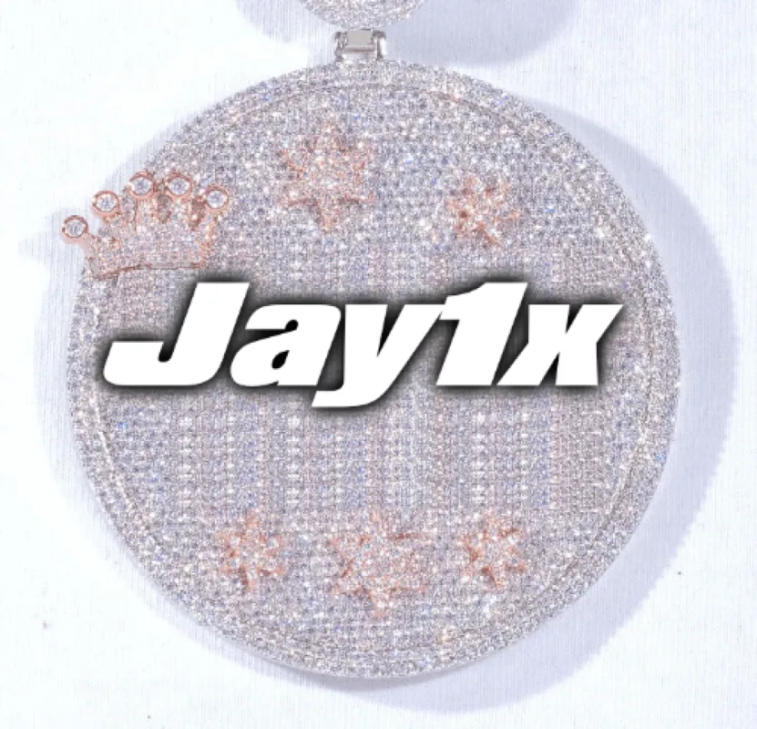 CUSTOM LETTER NECKLACE 3D BIG CROWN DISC sold by The GUU Shop