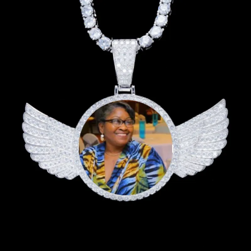 925S & VVS Moissanite 3D Wing Custom Picture Pendant sold by The GUU Shop