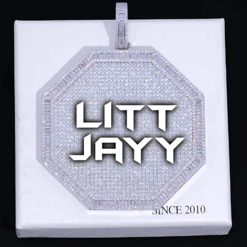 CUSTOM LETTER NECKLACE 3D BIG OCTAGON sold by The GUU Shop