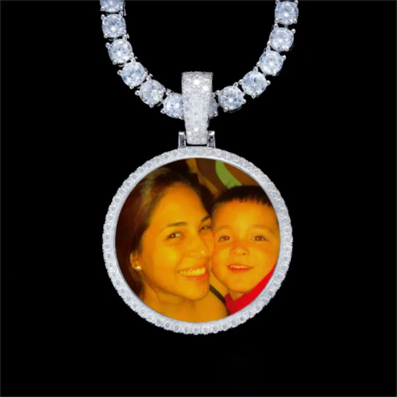 925S & VVS Moissanite 3D Circle Custom Picture Pendant sold by The GUU Shop