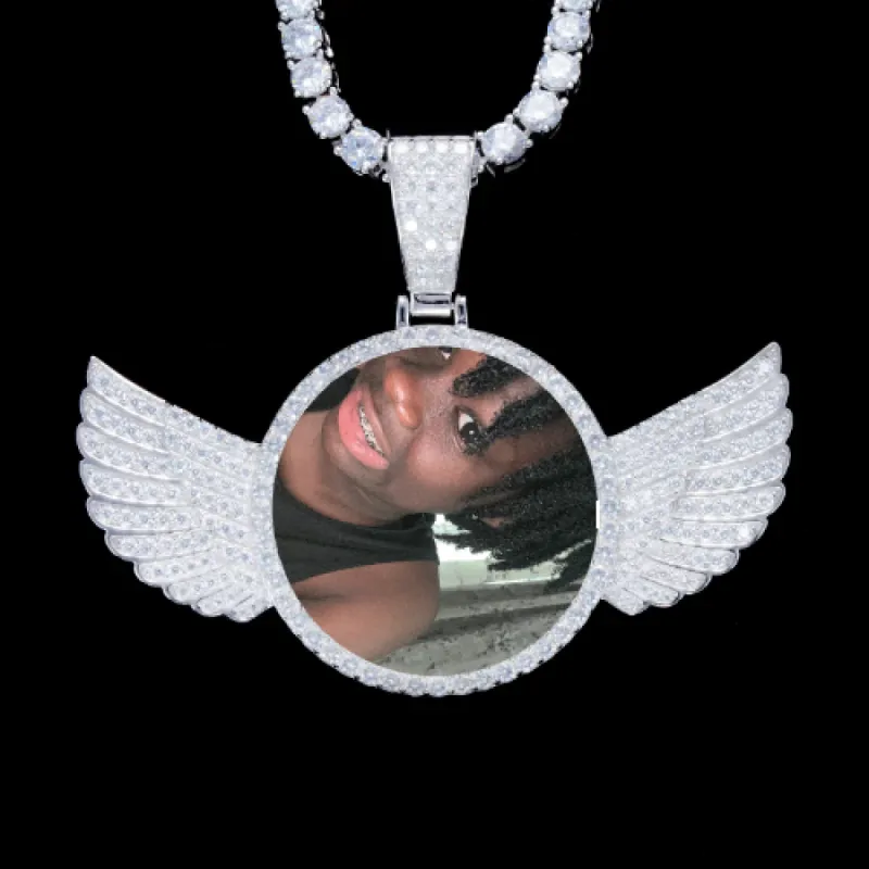 925S & VVS Moissanite 3D Wing Custom Picture Pendant sold by The GUU Shop
