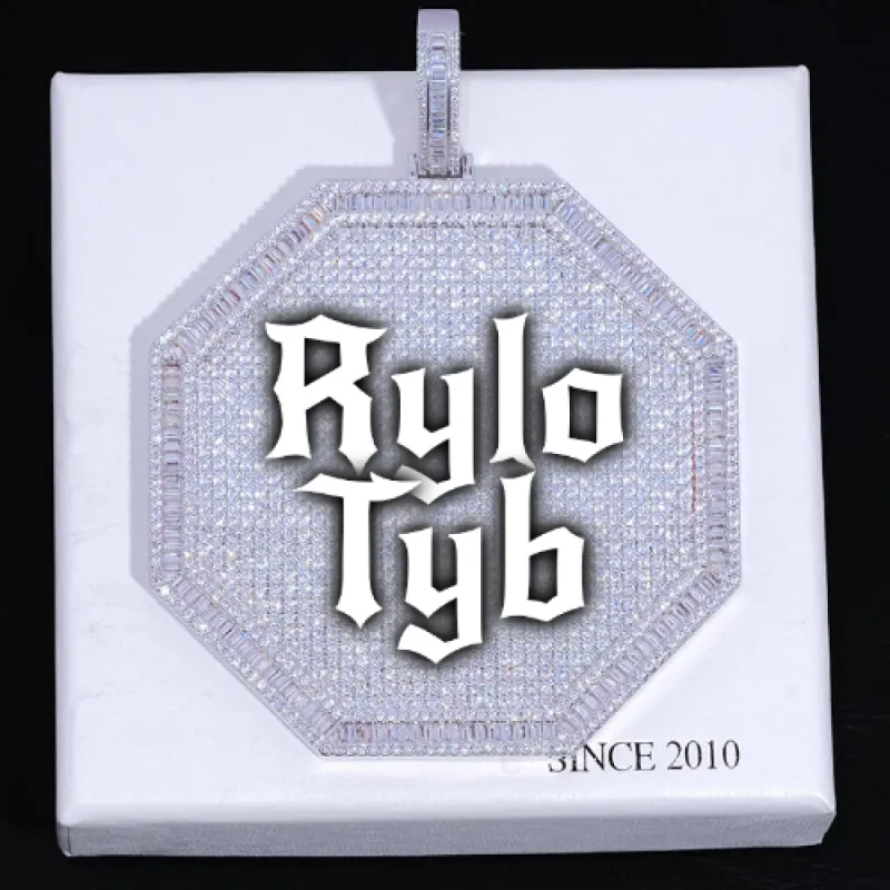 CUSTOM LETTER NECKLACE 3D BIG OCTAGON sold by The GUU Shop