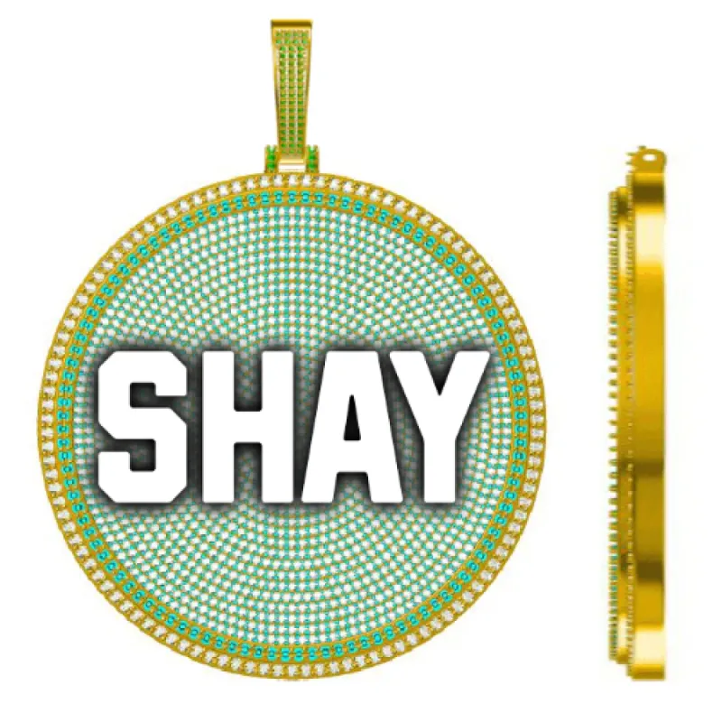 CUSTOM LETTER NECKLACE 3D BIG DISC sold by The GUU Shop