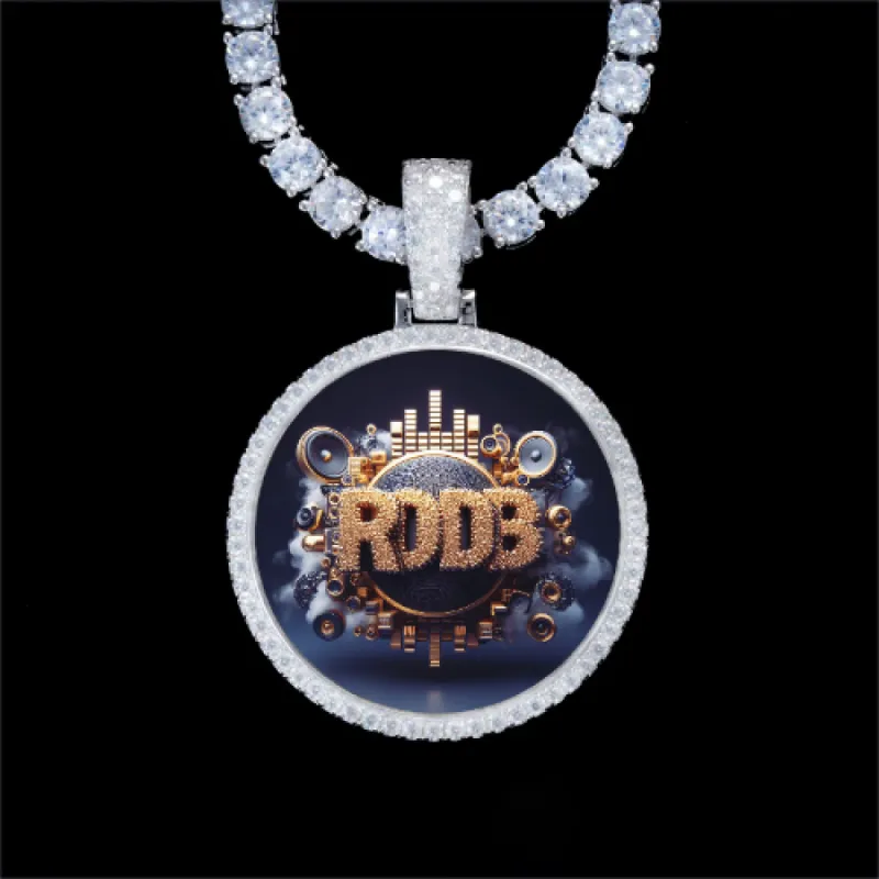 925S & VVS Moissanite 3D Circle Custom Picture Pendant sold by The GUU Shop
