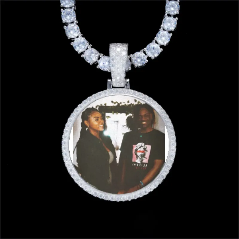 925S & VVS Moissanite 3D Circle Custom Picture Pendant sold by The GUU Shop